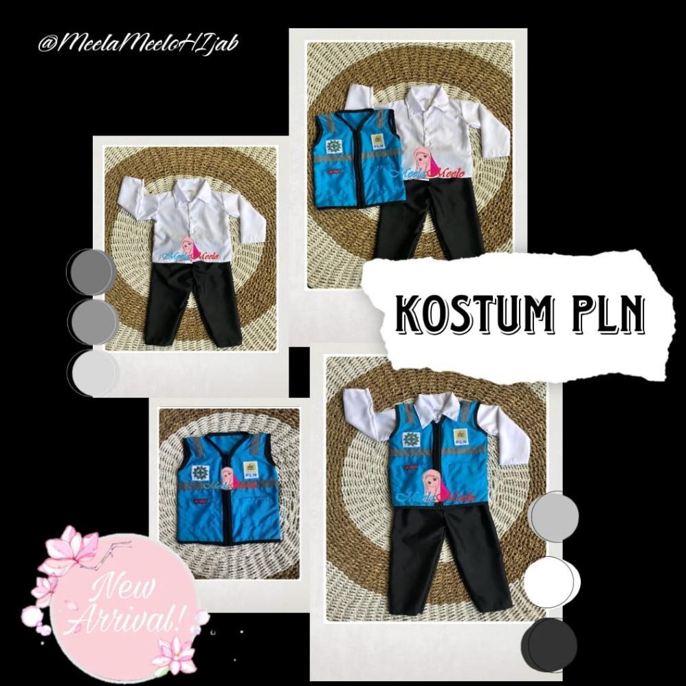 Kostum PLN Anak / Seragam PLN Newbron / Baju Kostum Anak PLN Biru 1 Set Rompi Terlaris / Baju Anak