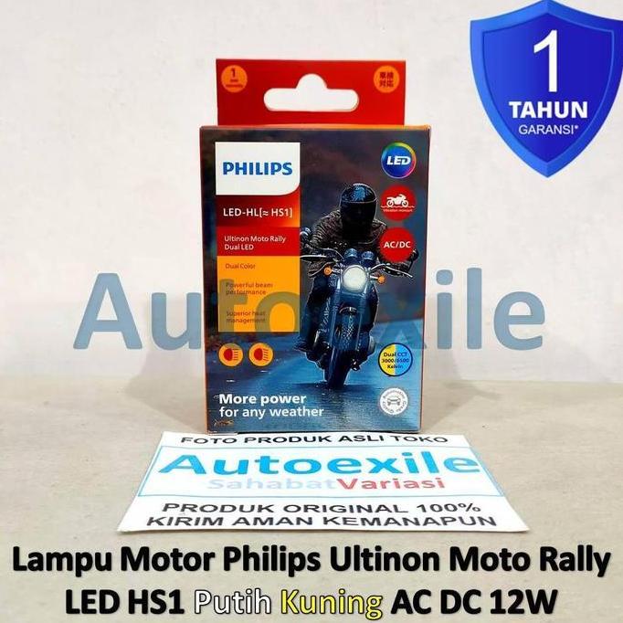 TERBARU - Philips Ultinon Moto Rally LED HL HS1 Dual CCT 2 Warna 6500K Putih 3000K Kuning AC DC Watt