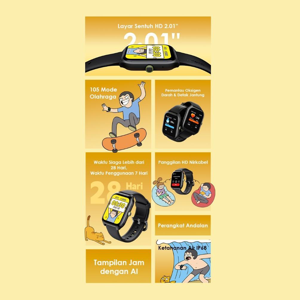 TERBARU oraimo Watch 5 Max Smartwatch OSW-804 Jam Tangan Pintar 2.01'' Layar Besar Nirkabel Bluetoot