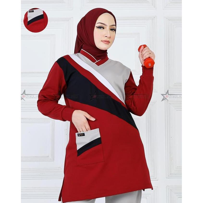 BIG SALE - Atasan Baju Olahraga Senam Tunic Muslimah / Kaos Senam Muslimah / Baju Senam Muslimah