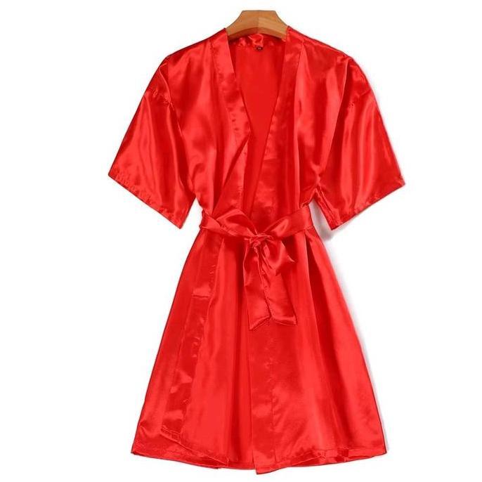 Kimono Silk Satin Lembut Dingin Dewasa Piyama Baju Tidur Lingerie