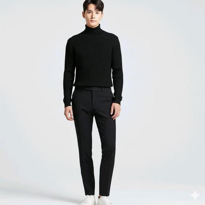 Ivora.magadea - DVANDRA.ID Turtleneck cotton rib premium longsleve Slim-fitting p Pria Hitam