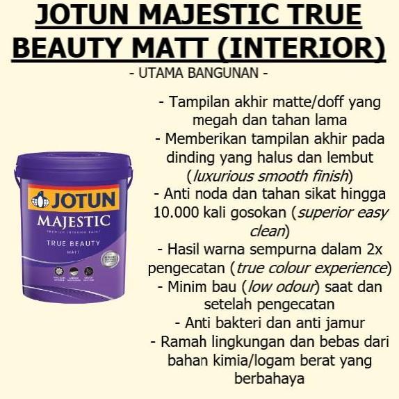 CAT TEMBOK INTERIOR JOTUN MAJESTIC TRUE BEAUTY WARNA PUTIH (20 LITER)