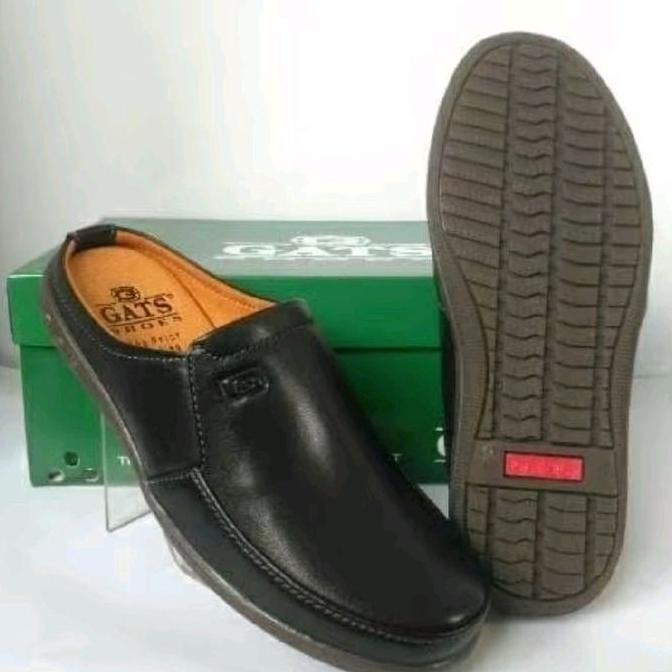 Sepatu Pria Sepatu Sandal Kulit Gats Nb 0002 Original Sepatu Bustong Pria - Hitam