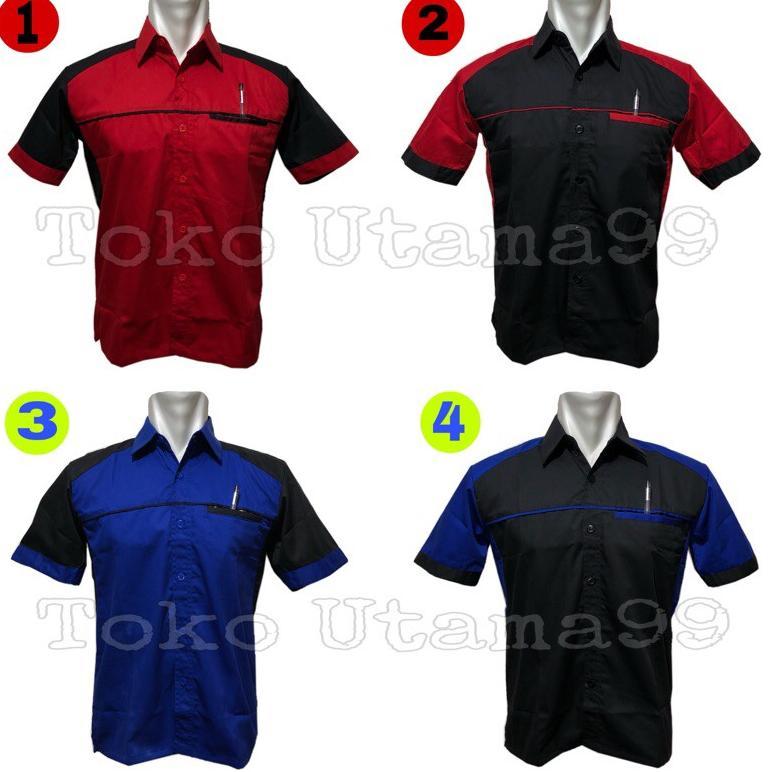 BEST SELLER SERAGAM KERJA DRILL BIRU PUTIH - BAJU KERJA DRILL BIRU PUTIH - SERAGAM KANTOR - CLEANING