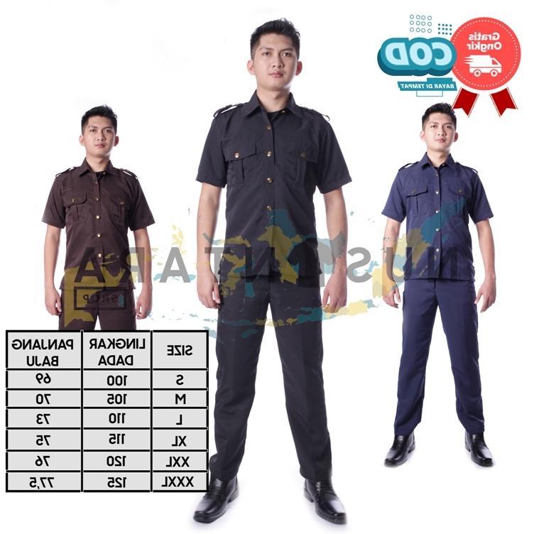PREMIUM SERAGAM SAFARI SECURITY SERAGAM DRIVER BAJU SAFARI SATPAM HITAM COKLAT NAVY