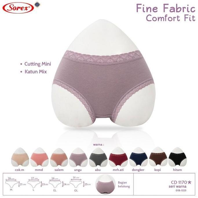 6pcs | Celana Dalam Sorex Renda Wanita 1170 Bahan Katun Adem Lembut - CD Perempuan Cutting Mini