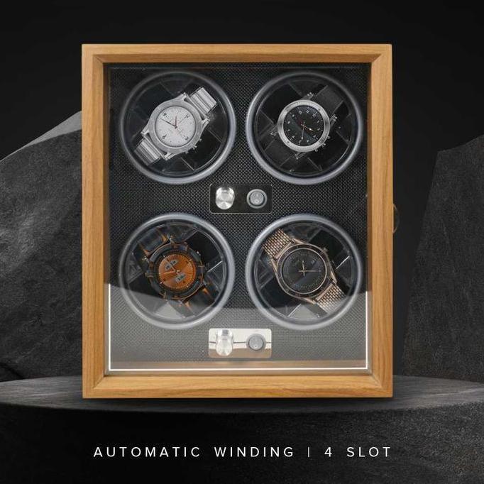 Automatic Watch Box Winder Lemari Tempat Jam Tangan Otomatis 4 Slot