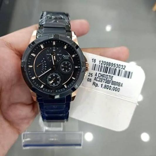 ALEXANDRE CHRISTIE AC2879 AC 2879 BLACK ROSEGOLD Jam Wanita Original