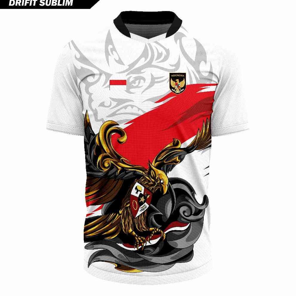 BESTPROMO Jersey Olahraga Garuda Merah Putih Baju Futsal Kaos Voli Atasan Badminton Running