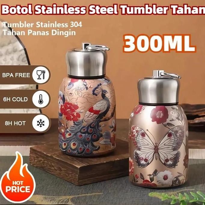 Penjual lokal-Mini Termos 304 Botol Minum Stainless Steel Tumbler Tahan Panas Dingin 300ML Termos Ai