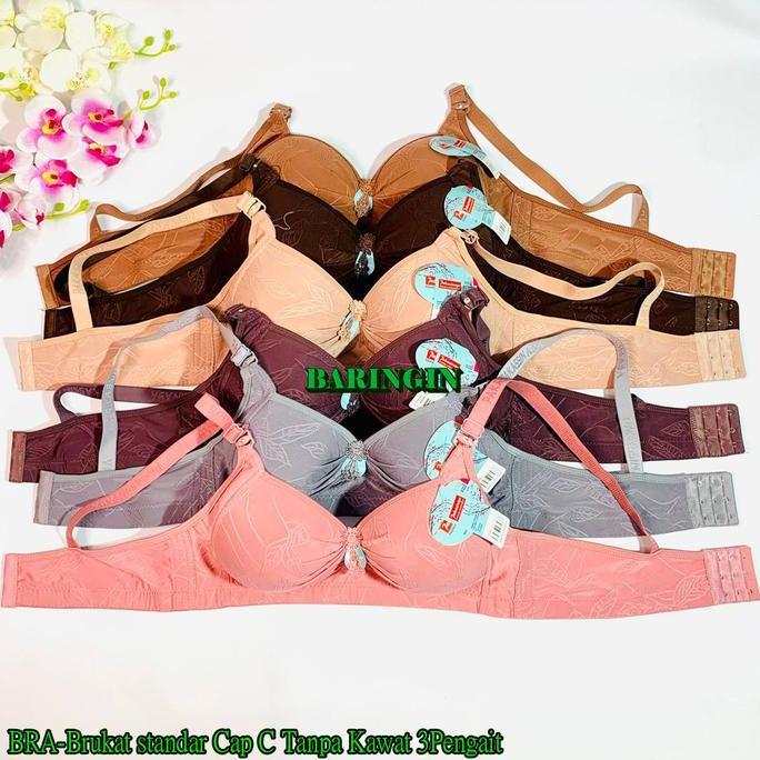 Bra Ukuran Size Besar Cup C38-44 Bahan Lembut Tanpa Kawat-Bh Wanita Busa Standar Brukat Motif Katun 