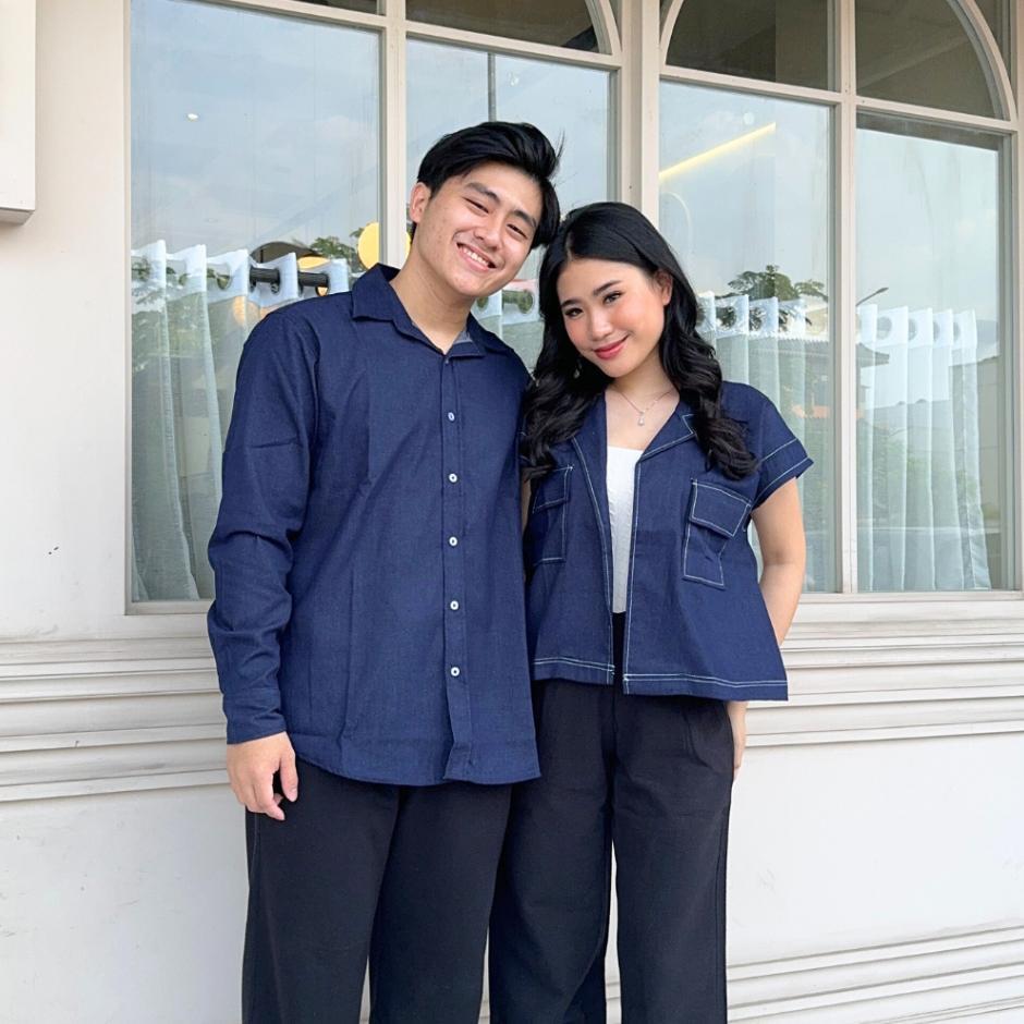 Couple Project - Denim Couple Set Baju Pasangan Kemeja Dan Vest Denim