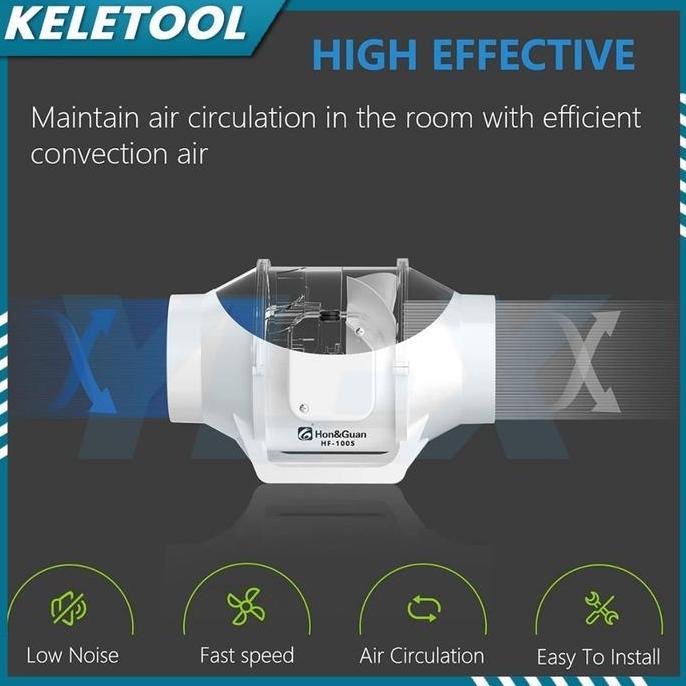 Portable Exhaust Fan Dinding Kamar 4"6"8" Kipas Angin Buang Diam Ekstraktor Kipas Saluran Sebaris Bl