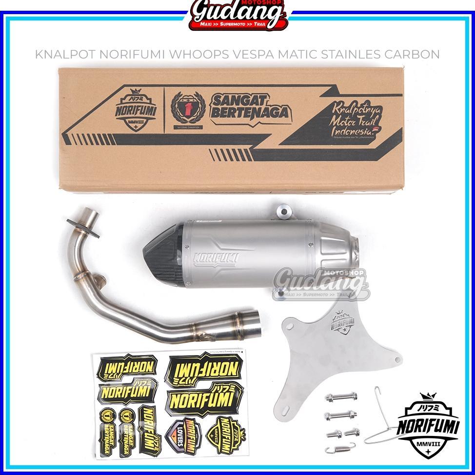 Knalpot Norifumi Whoops Vespa Matic Stainless Carbon Vespa Sprint Prima S LX125 GTS 150 Matic [S2]