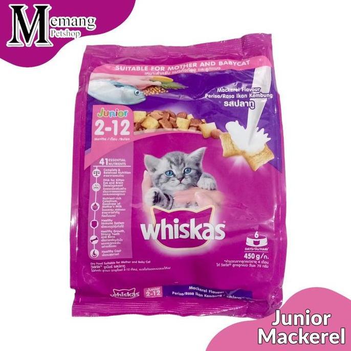 Whatcat- Whiskas Junior 450Gram - Makanan Kucing Kitten - Kering - Fresack