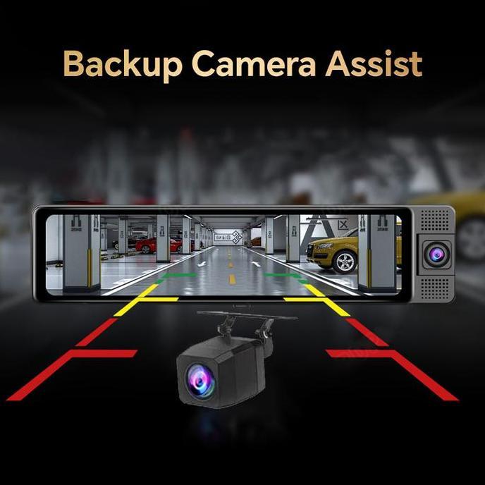 EKLEVA Dashcam Mobil A8 DVR Mobil 11.26 Inci Layar Sentuh 4K UHD 3 Kamera WIFI Support Android IOS
