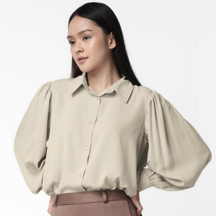 Benhill Kemeja Wanita " Seori" Tops Lengan Panjang Olive 867-39779 Atasan Baju Terbaru 