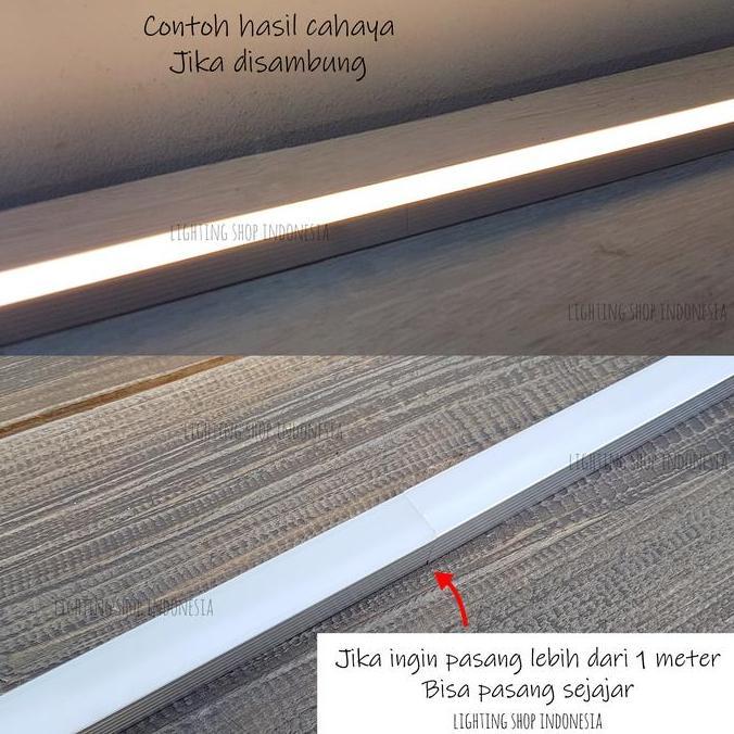 Litcx- Kap Lampu Housing 1Meter Rumah Strip Led List Rell Cover Aluminium Panjang Tanam Tempel Dindi
