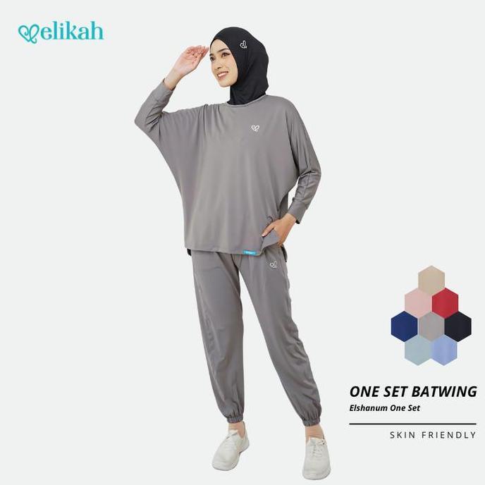 Heddosu- [Terbaru] Elikah One Set Baju Olahraga Nita Muslim Elsanum Sport Polynilon