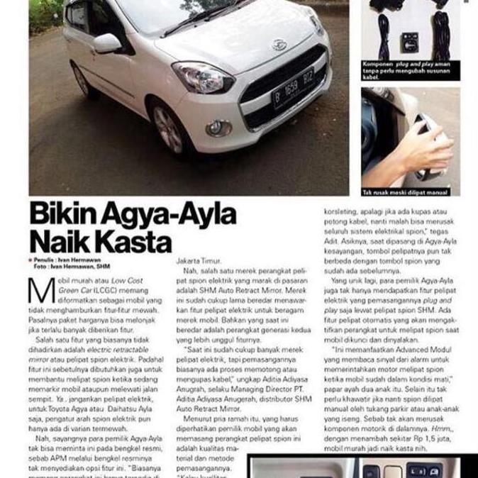 Spion Lipat Elektrik SHERU Mobil Auto Retract AYLA AGYA + Module