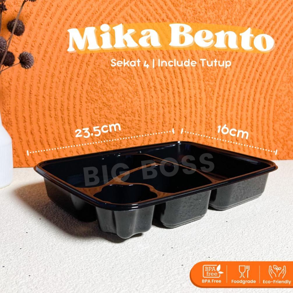 NEW PRODUCT Mika Bento Sekat 4 LUX + Tutup / Mika Bento Plastik / Mika Bento 4 Sekat Hitam / Tray Be