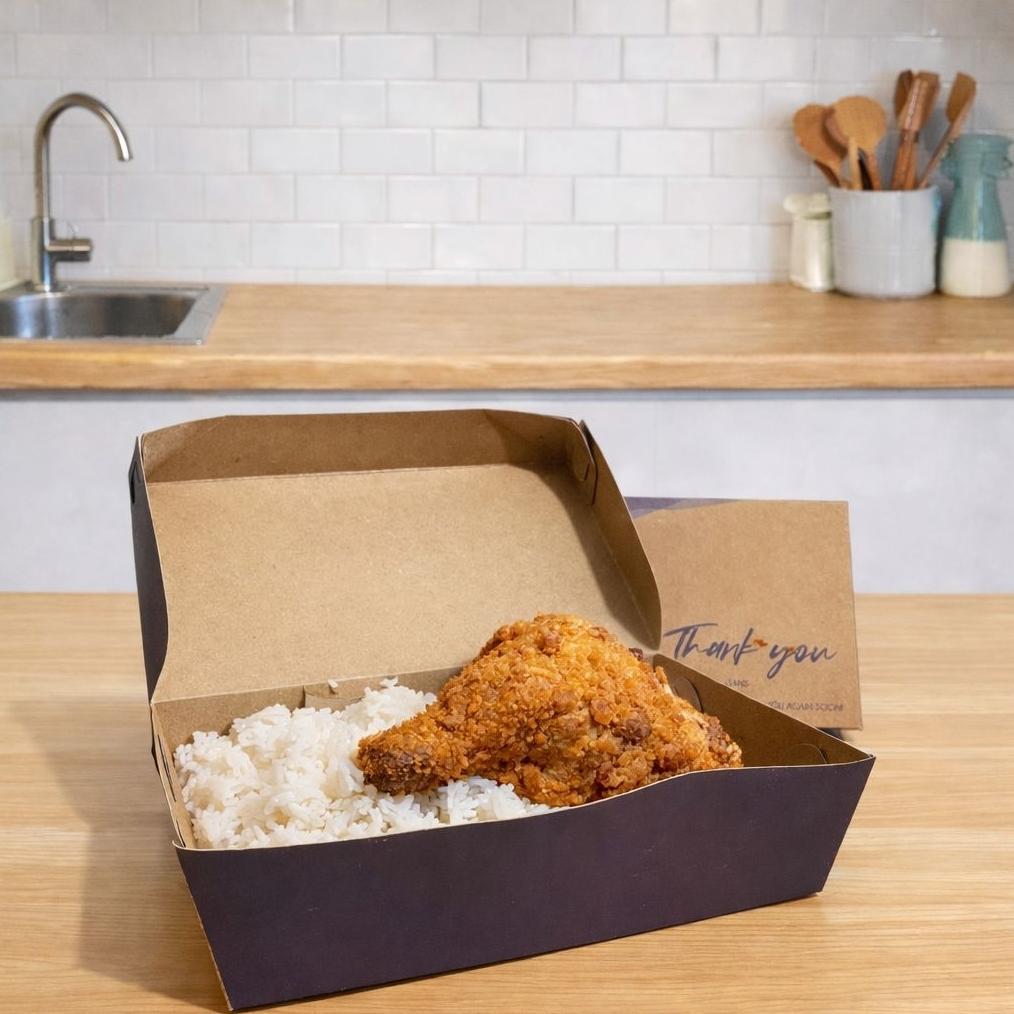 BIG PROMO Paper Lunch Box size ( L )  Kraft Laminasi  Kotak Dus Makan Ayam Nasi Goreng Bakar Geprek 