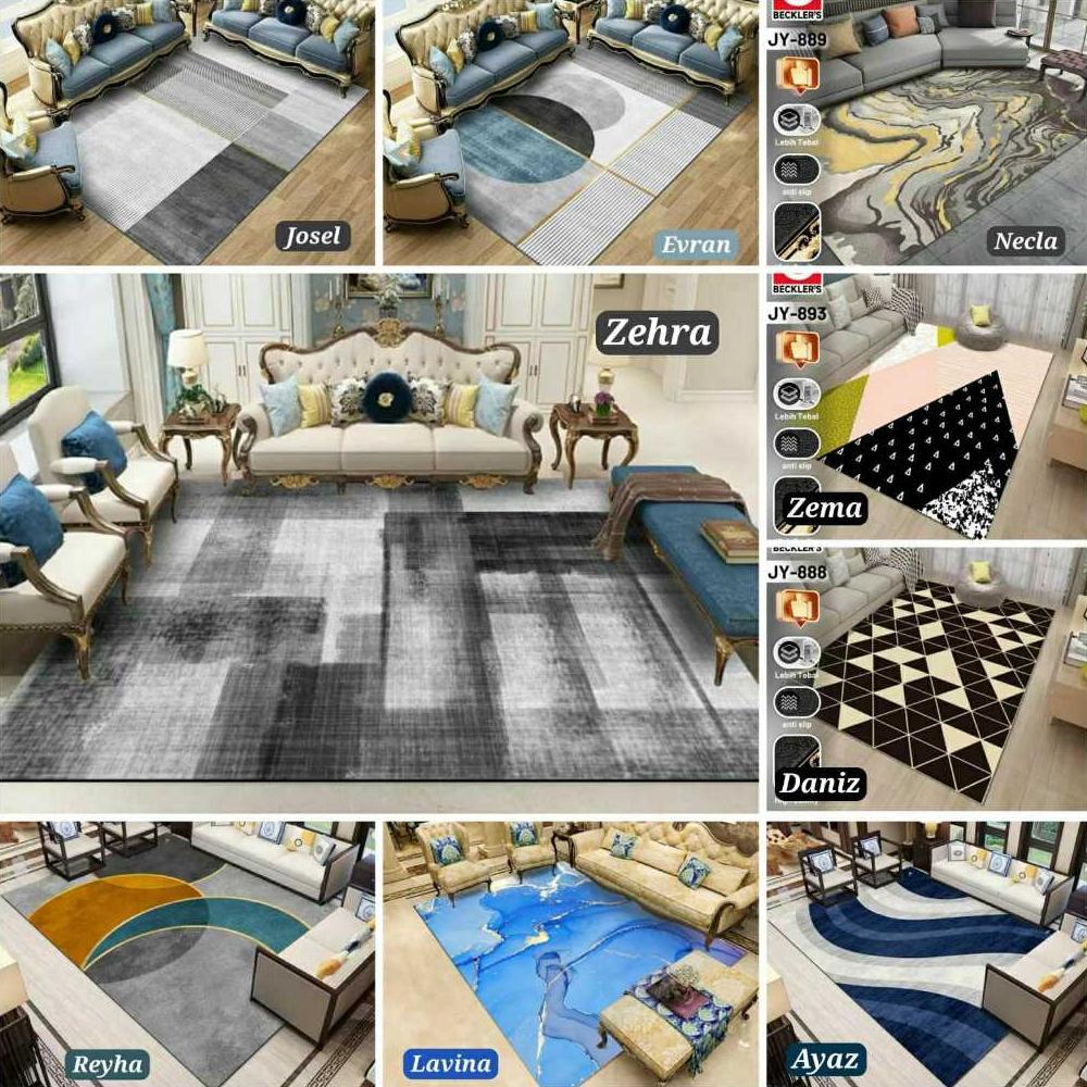 Karpet Lantai Style Eropa Turki Import Polyester Lembut Tebal Size 90x140 cm | Ambal Meja Ruang Tamu