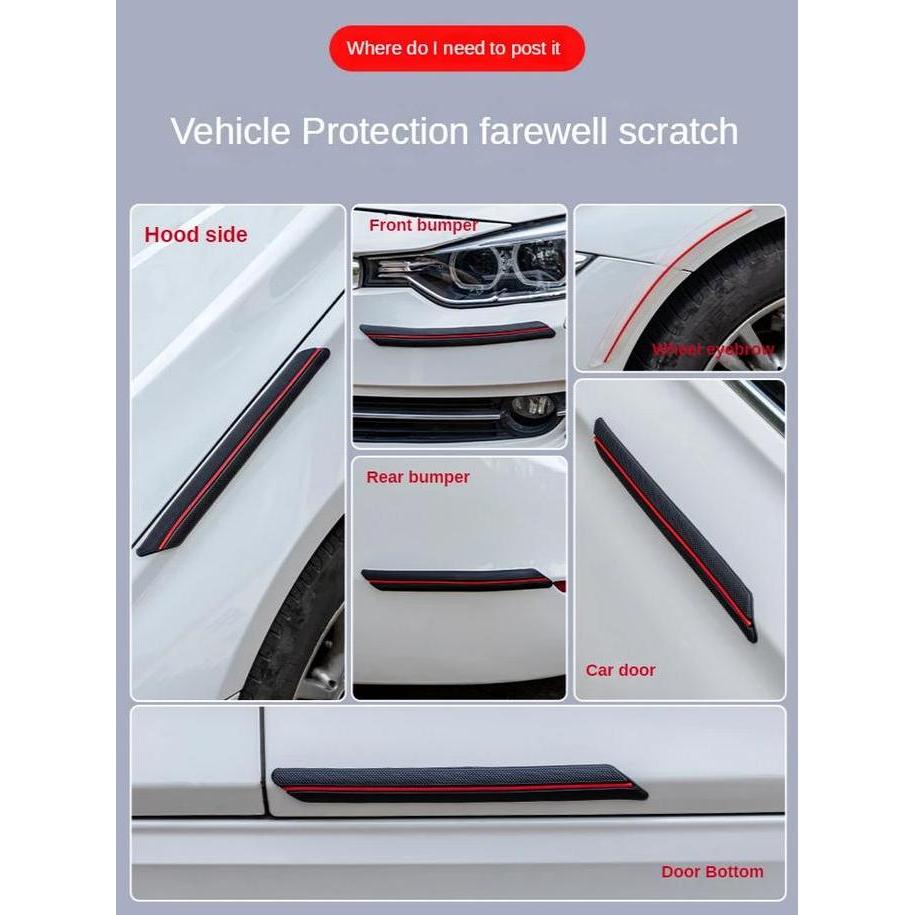 Stiker Carbon Pelindung Body Bumper Mobil Strip Karet Serat Karbon Stiker Anti Gores Pelindung Sudut