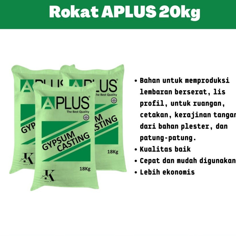 Gypsum Casting Rokat Aplus 18Kg - 1 Zak (18Kg)