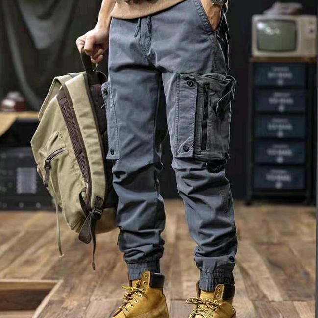 Celana Panjang Jogger Cargo Stretch Pria Wanita Slim Fit Joggeants Outdoor Sporty