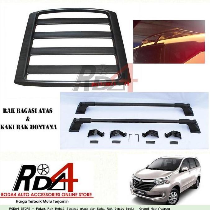 Paket Rak Mobil Bagasi Atas dan Kaki Rak Jepit Body   Grand New Avanza