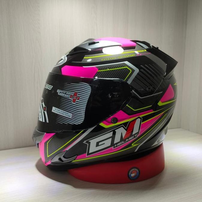 TERLARIS!! GM RACE PRO TUNER BLACK PINK GLOSSY HELM FULL FACE VISOR DARKSMOKE