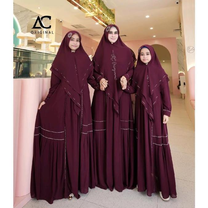 (TERBARU) AC Orinal Syari Salwa Couple | Gamis Ceruty Babydoll Premium Cantik Elegan | Gamis Couple 