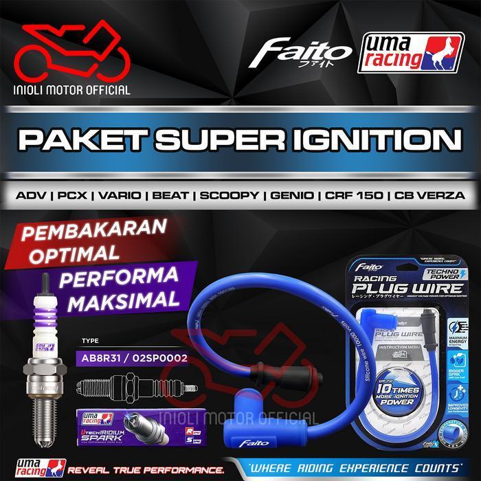 Paket Upgrade Busi Iridium Kabel Cop Busi Coil Injeksi Uma Racing Faito Beat Scoopy Genio Spacy Vari