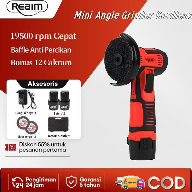 Hab Reaim Gerinda Baterai 3 Inch Gerinda Listrik Mini Gergaji Mesin Mini Gergaji Kayu Cordless Angle
