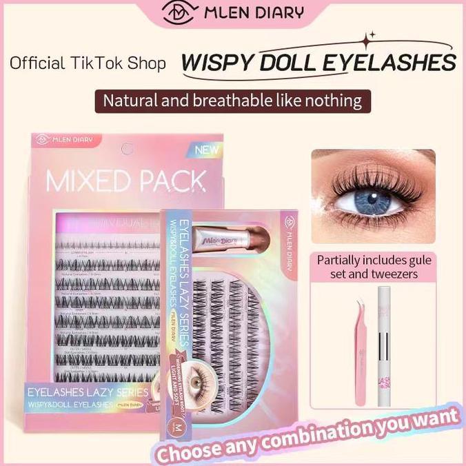 Auge- Mlen Diary Bulumata M Style Individual Segmented Wispy Cluster -C Curl Dengan Panjang 10 - 14M