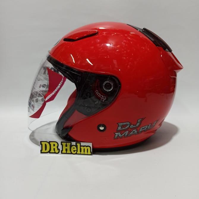 TERLARIS HELM KYT DJ MARU POLOS MERAH HALF FACE