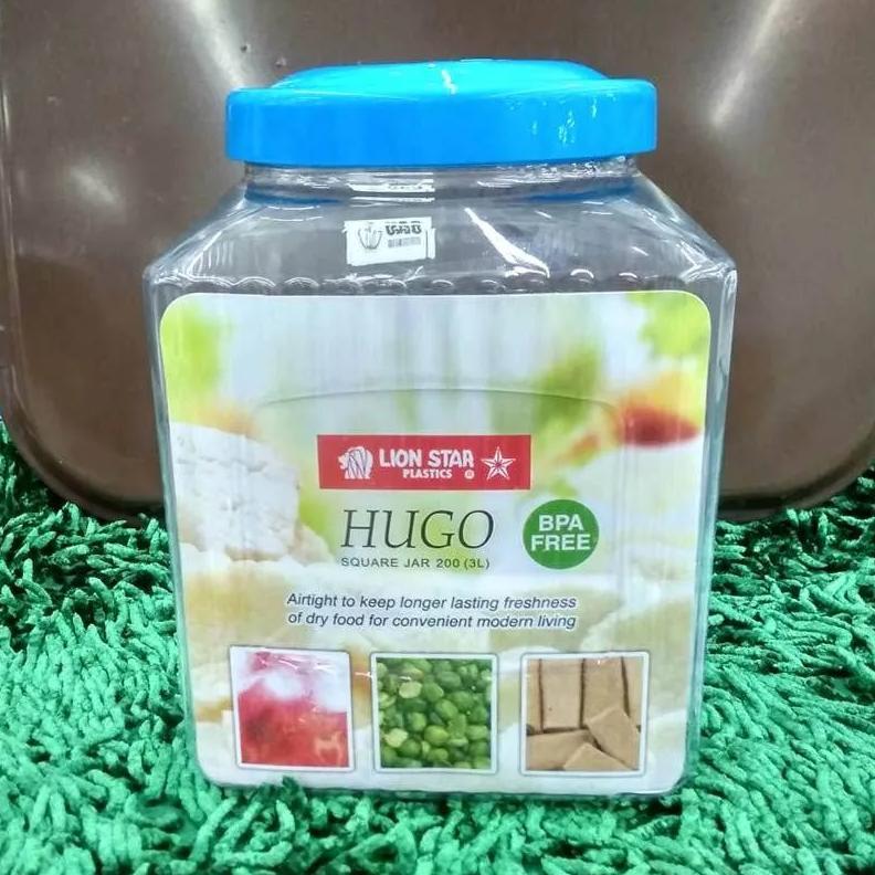 TOPLES PLASTIK PERSEGI 3 LITER & 4 LITER HUGO LION STAR TOPLES KERUPUK KEDAP UDARA /TOPLES KERUPUK L