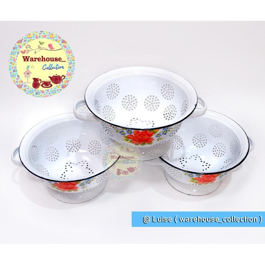 CETING / SANGKU NASI MOTIF KEMBANG / POLOS UK 22 DAN 24 CM ENAMEL SENG BLEK VINTAGE