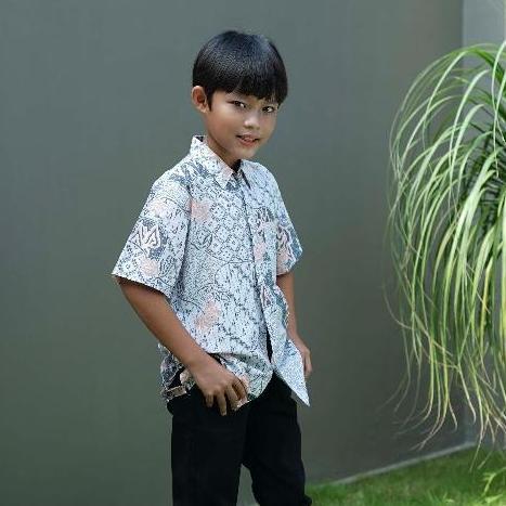 BATIK TRUSMI Atasan Hem Anak Laki-Laki Motif Kombinasi Pastel BNA