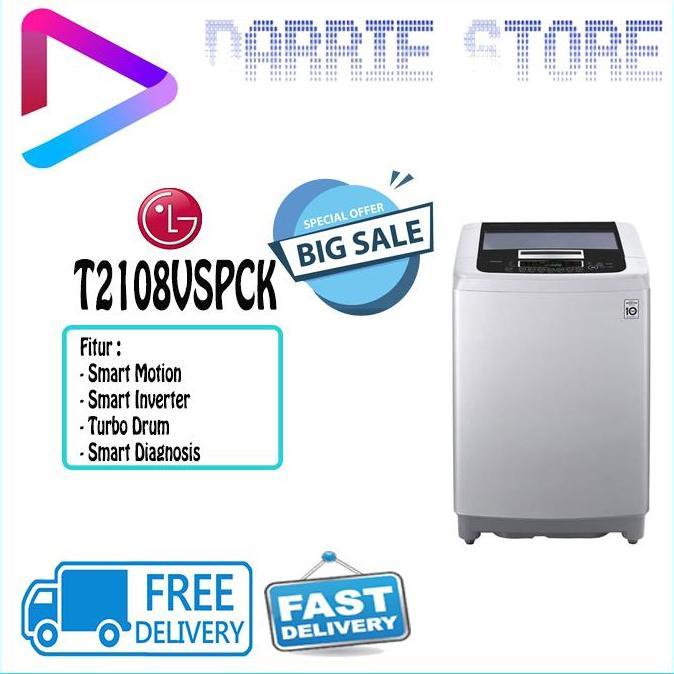 LG T2108VSPCK MESIN CUCI TOP LOADING 8 KG TURBO DRUM T2108 2108VSPCK