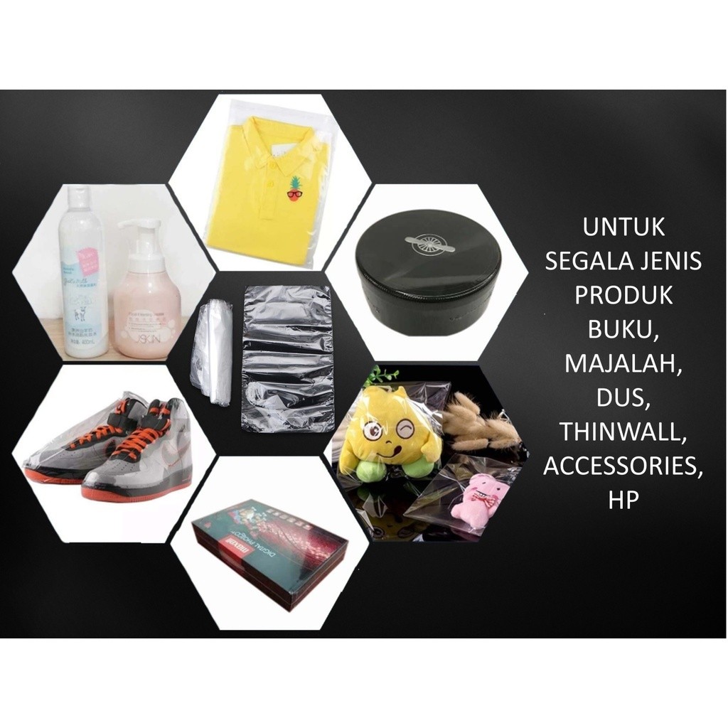 Pof Plastik Segel Shrink Tipis Potongan Kantong Segel Dus, Buku, Majalah, Hp Segel Termurah Ukuran T