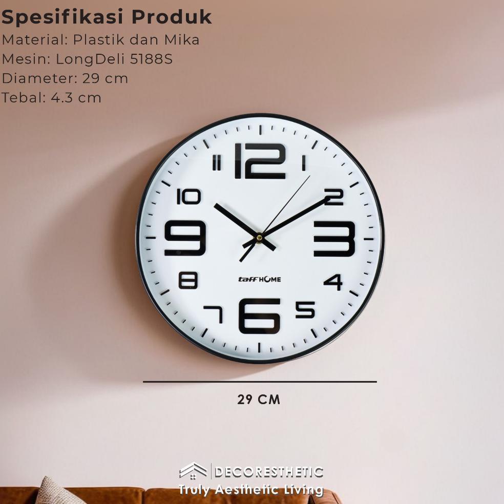 Decoresthetic Taffhome Jam Dinding Quartz Kamar Kaca Jam Hiasan Dinding Aesthetic Minimalis