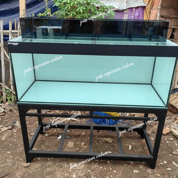 aquarium 150x60x50 10mm ful stiker oracal putih set filter kaca &tutup