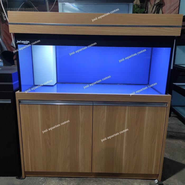 aquarium kabinet 120x50x50 10mm set meja kabinet warna walnut cedar
