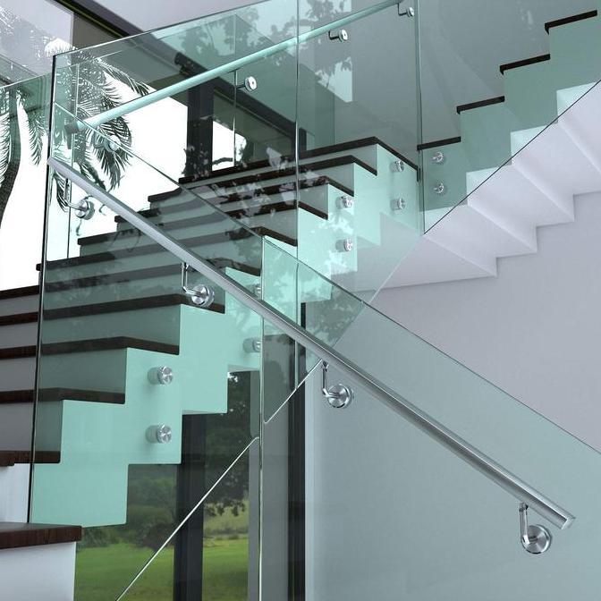 AKZYN Bracket Handrail Kaca Handrail Wall Bracket Aksesoris Railing Tangga Stainless Steel
