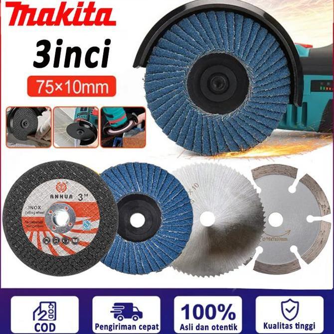 ODONTY MAKITA Cakram Gerinda Bor Diameter 75Mm 10Mm Alat Penggiling Sudut Elektrik Multifungsi Pisau