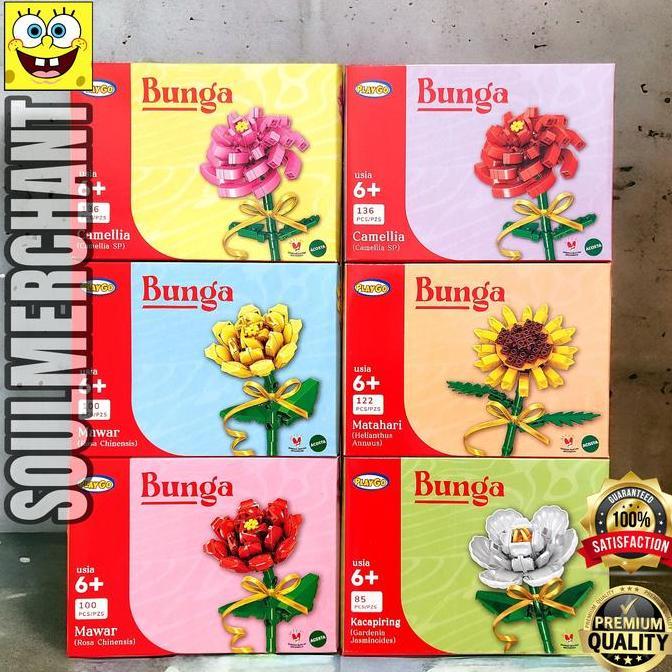PLAYGO BUNGA MATAHARI CAMELLIA MAWAR - MAINAN LEGO BRICK VALENTINE DAY