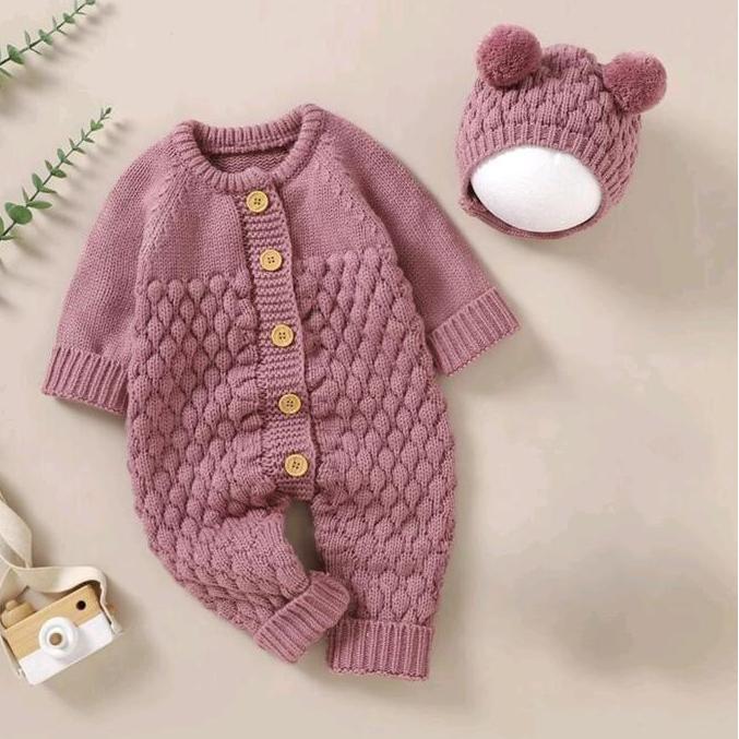 Baju Rajut Bayi Uniseks 0-11 Bulan Uniseks Free Kupluk Terpisah Murah Pakaian Rajut Premium Tebal  B